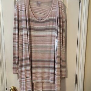 Chico's Striped Top and Cardigan Set.